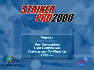 Striker Pro 2000 title screen for Playstation
